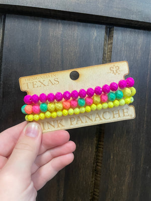 Pink Panache "Small" Cluster Bracelets- "Big Multicolor & Neon Purple" Mixed