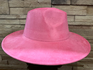 Suede Fedora (Wide Brim)- Hot Pink