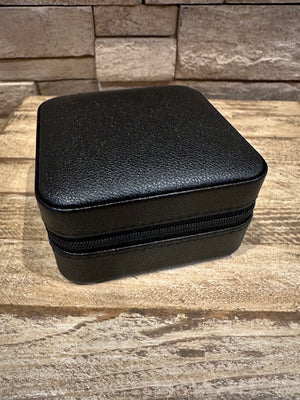 "Mini" Travel Jewelry Box Holder- Black Pleather