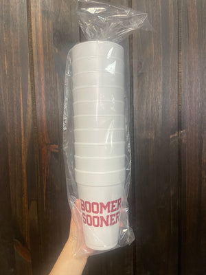 Styrofoam Cups- "Boomer Sooner" OU