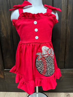 "Cheetah Baseball Sequin" Red Kids Dress