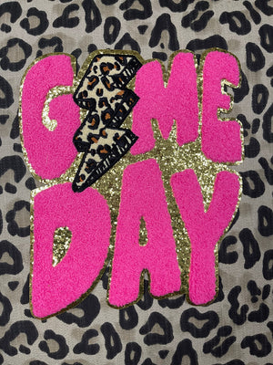 Chenille "T-Shirt" Patches- "Game Day" Pink Cheetah