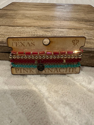 Pink Panache "Small" Cluster Bracelets- "Red Squares"