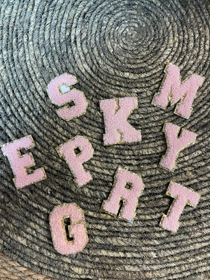 Chenille Patches- Light Pink & Gold Glitter Letters