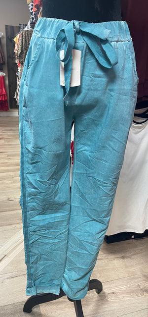Casual Comfy Pants- Washed Out Turquoise