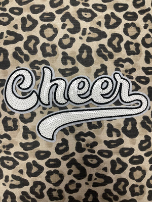 Chenille "T-Shirt" Patches- "Cheer" White
