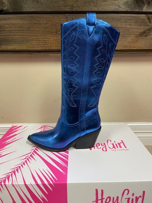 Howdy Boots- Electric Blue Metallic