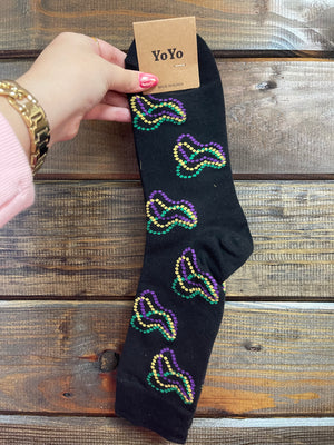 Tall Socks- Mardi Gras Beads