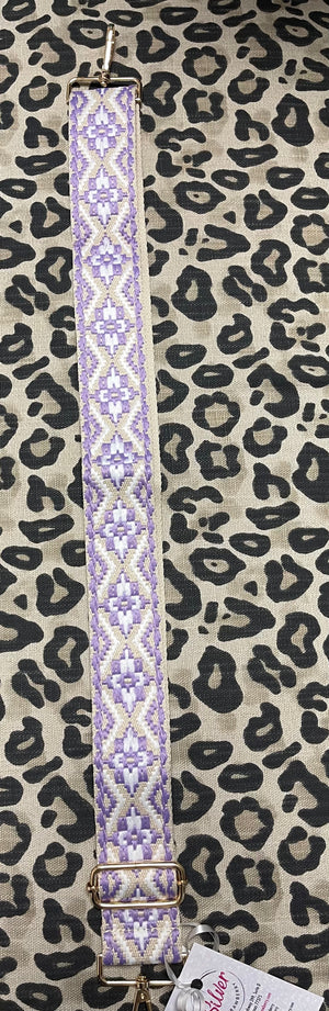Revelry Purse Strap- Purple & White Aztec