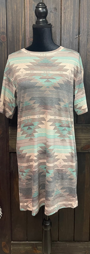 "Brown & Turquoise Aztec Arrows" T Shirt Soft Dress