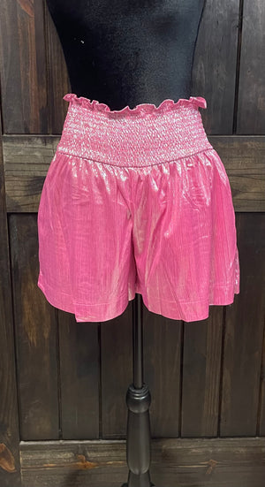 "Pink Shimmer" High Waisted Shorts