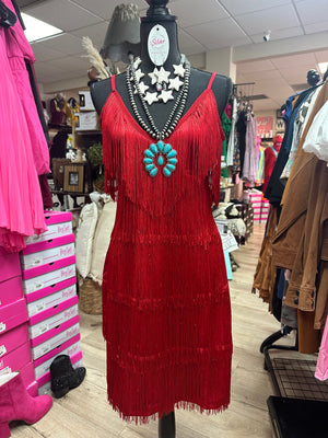 "Red Swing Fringe" Dress