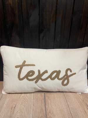 Embroidered Pillow- "Texas" Cream