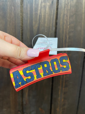 Leather Claw Clip- "Astros"- Red