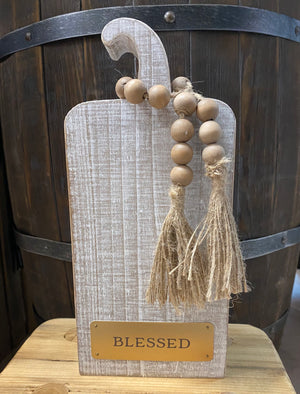 Thanksgiving Décor- "Blessed; Distressed White Pumpkin" Small