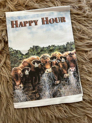 Kitchen Towels- "Happy Hour Herd" JWord