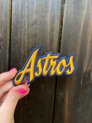 Embroidery "Hat" Patches- "Astros" Navy & Orange