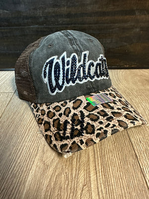 "Wildcats; Blinged Out" Cheetah Brim Hat