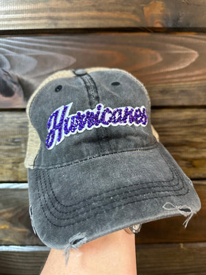 "Hurricanes Blinged Out" Grey Denim Hat