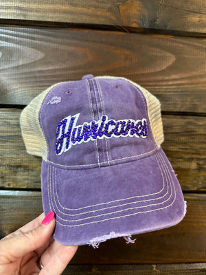 "Hurricanes Blinged Out" Purple Denim Hat
