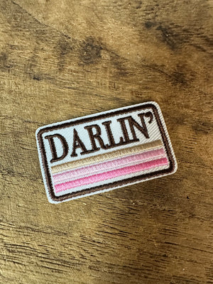 Embroidered Hat Patches- "Darlin; Stripes" (2X1)