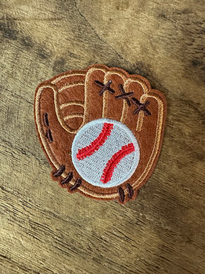 Embroidered Hat Patches- "Baseball Glove & Baseball" (2.5X2.5)