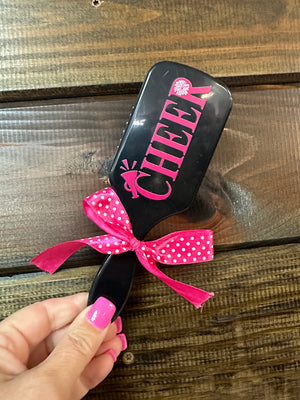 Girl's Hair Brush- "Cheer" Black & Pink