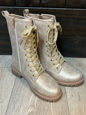 Fomo Lace Up Boots- Gold Metallic