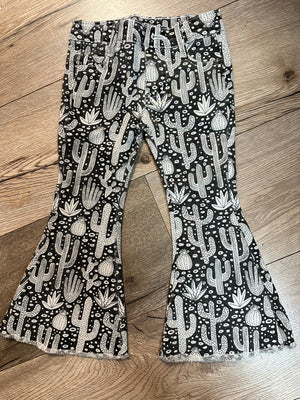 Bell Bottoms- Black & White "Western Cactus"