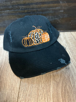 "Assorted Pumpkins" Black Denim Hat