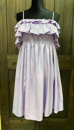 Lavender Tiered Shoulder Tie Dress