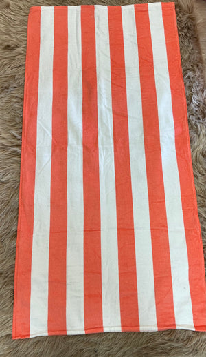 Beach Towel- Coral Orange "Stripes"