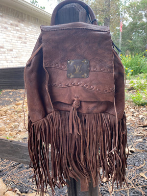 Revamped Leather Backpack- Brown Fringe