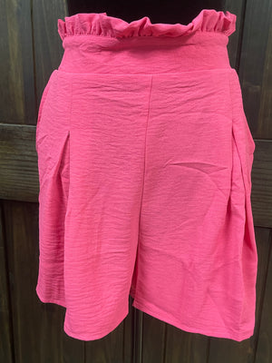Hot Pink Ruffle Hem Shorts