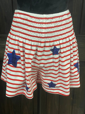 Red & White Stripes "Blue Sequence Star" Shorts