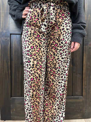 Casual Comfy Lined Pants- Pink Combo