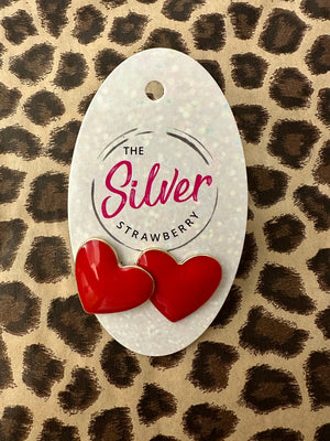 Lilly Stud Earrings- Red Hearts