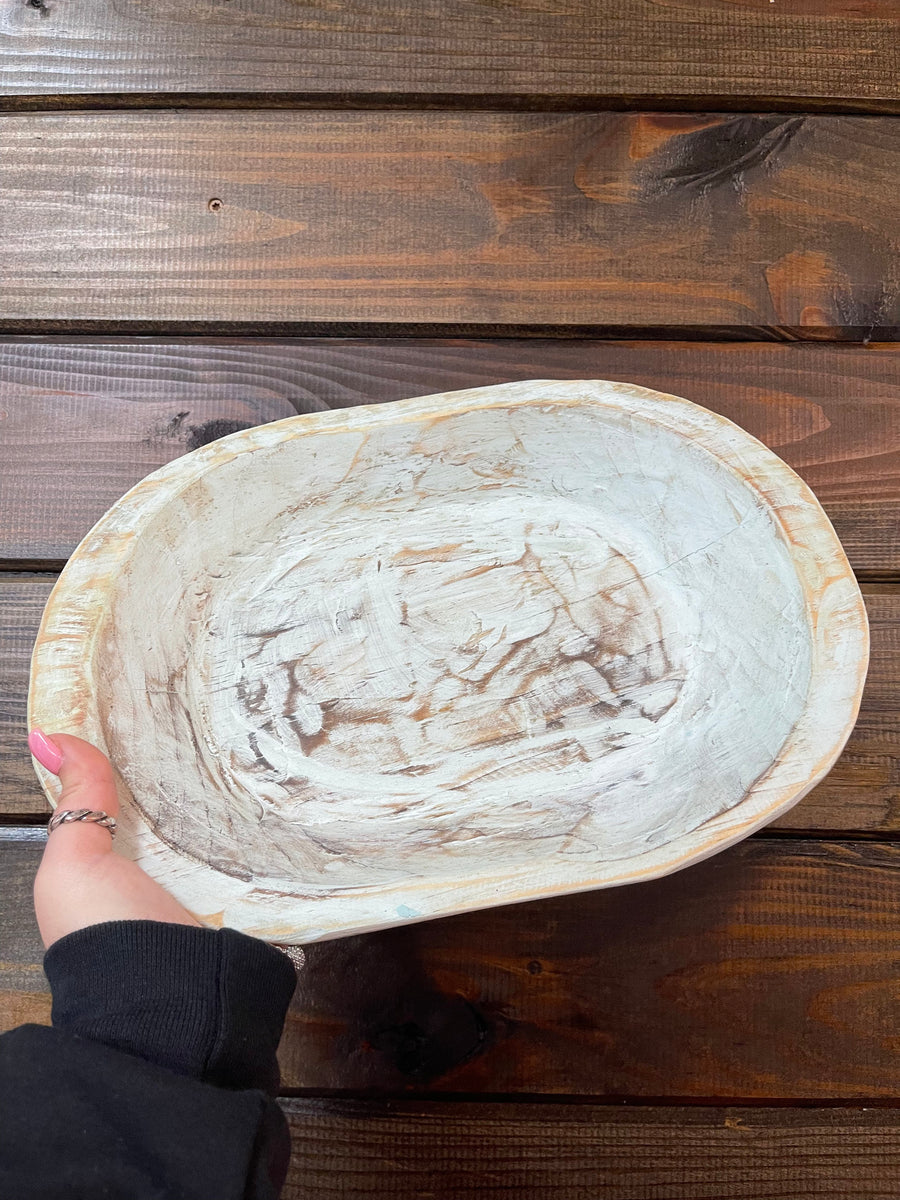 Farmhouse Rustic Dough Bowl Turquoise Medium Oval The Silver Strawberry