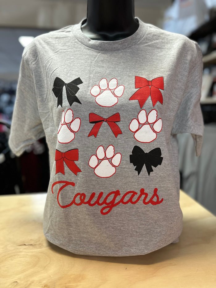 Cougars- "Cougars; Assorted Bows & Paws" Tee