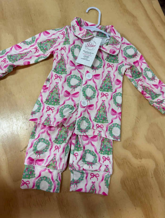"Pink Bows & Christmas Tree's" Pant Pajamas