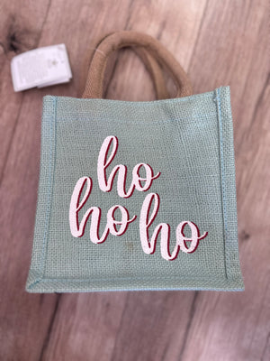 Mini Burlap- "Ho Ho Ho" Turquoise