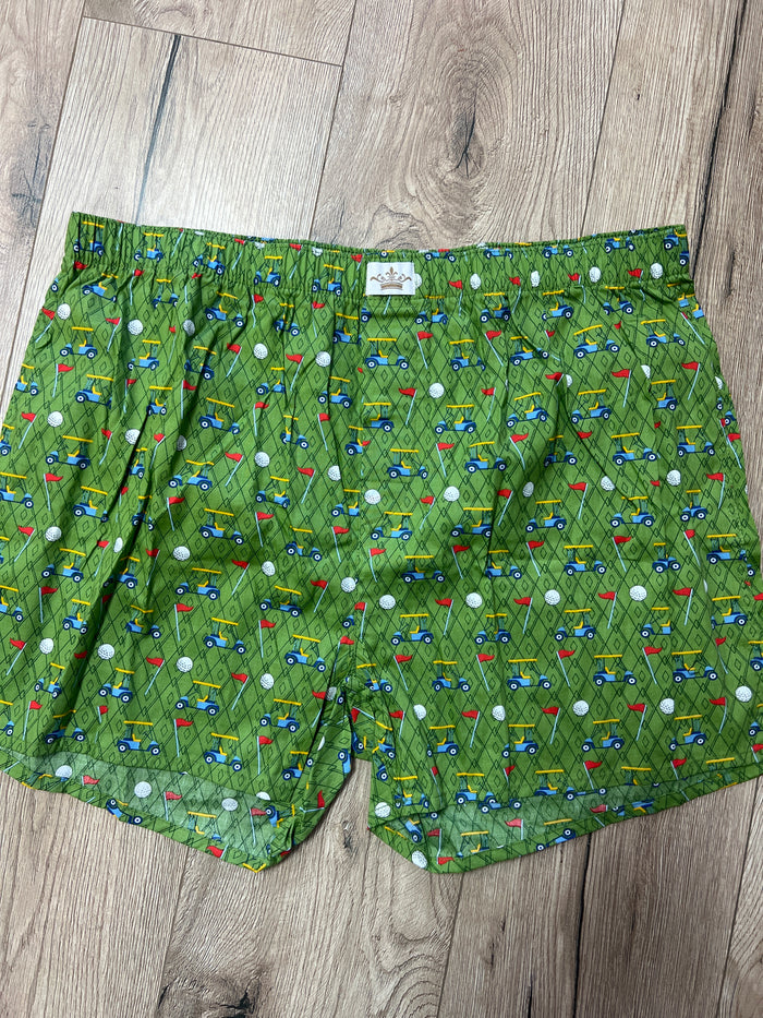 Men's Boxers- "Golf & Golf Cart" Green