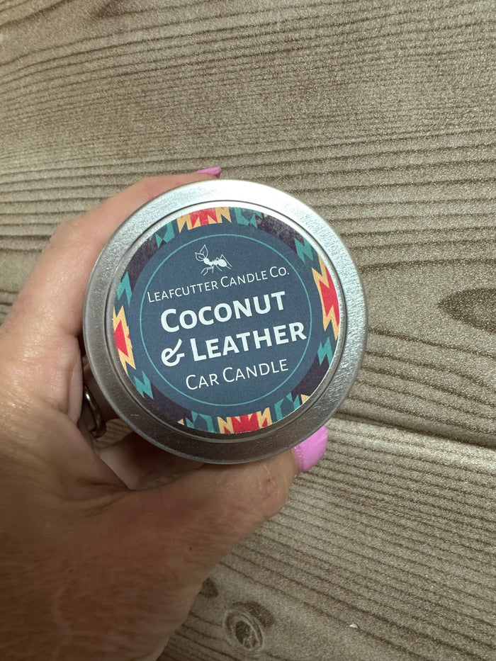 Car Tin Candle- Coconut & Leather