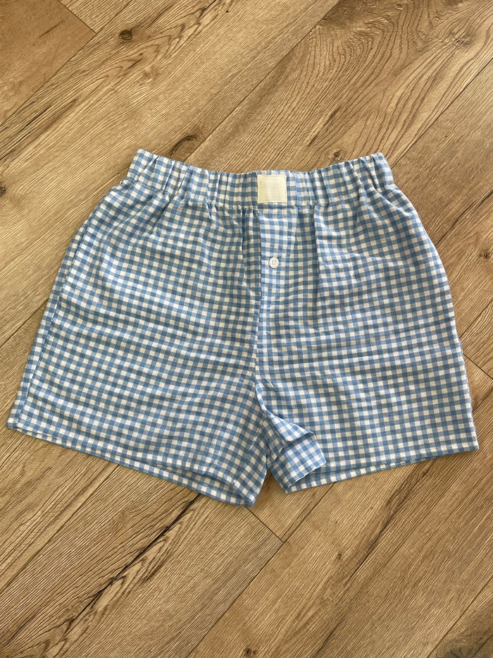 "Blue & White Gingham" Boxer Shorts