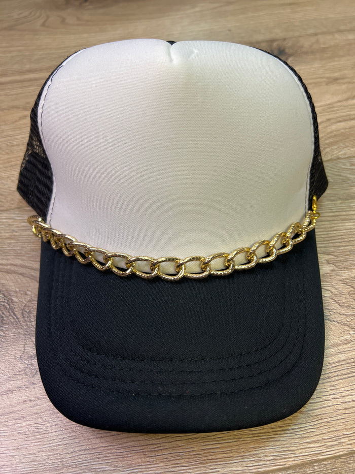 "Shelley" Hat Bands- "Hammered Linked Single Chain" Gold