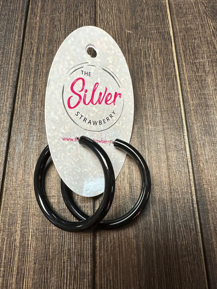 Kenne Earrings "Large"- "Shiny Black" Hoops