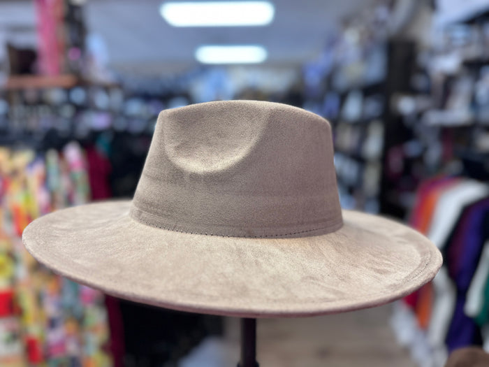 Suede (Wide Brim) Fedora- Taupe