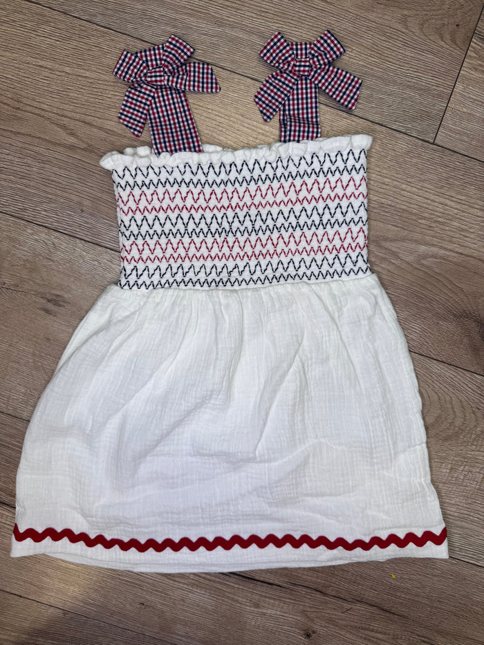 "Red, White & Blue Smocked" Kids Dress