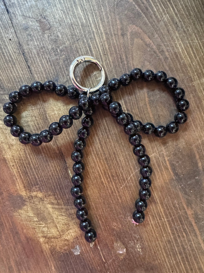 Pearl Keychains- "Black Pearl Bow"