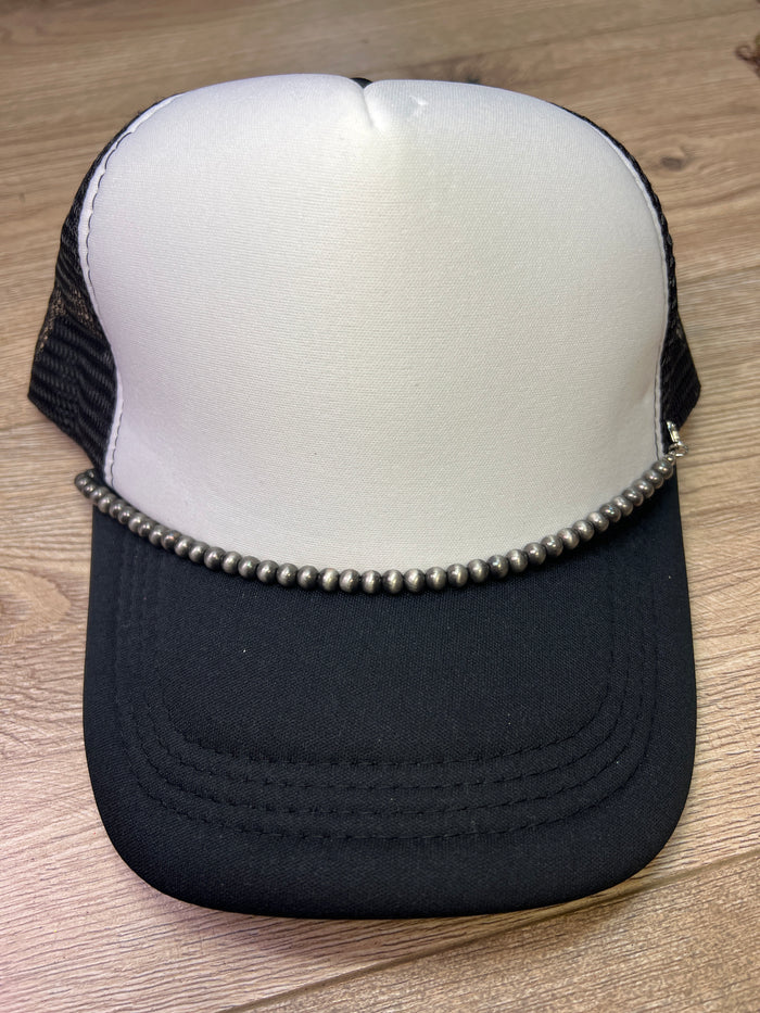 "Ainsley" Hat Bands- "OG Pearls" Silver